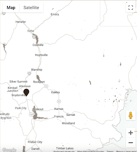 Map of Park City and surrounding Utah communities, showing areas served by Roberts & Lamb interior design